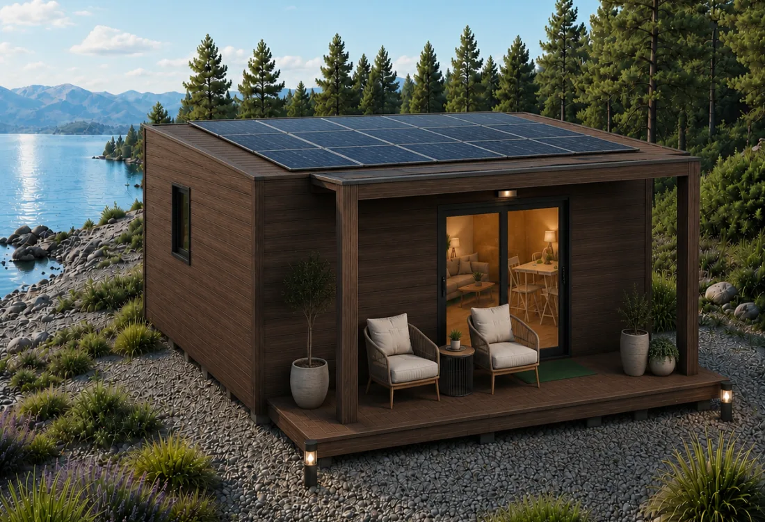 Bungalow CABYNE Eco con placas solares para camping