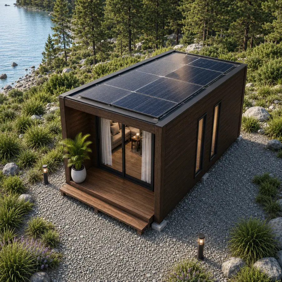 Bungalow CABYNE Eco con placas solares para camping