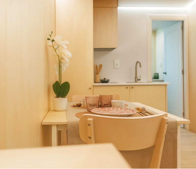 Cocina integrada del bungalow CABYNE ONE